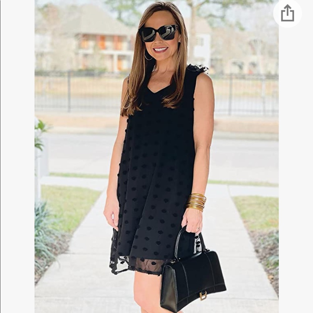 NWT KIRUNDO W Sleeveless V-Neck Chiffon Mini Swing Dress BLACK SMALL